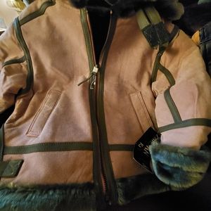 Pink and gray shearling